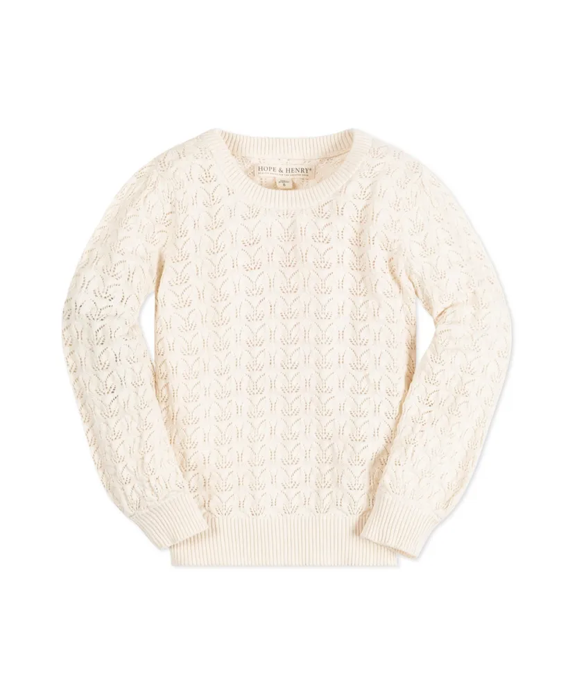 Long-Sleeve Pointelle-Knit Top for Girls