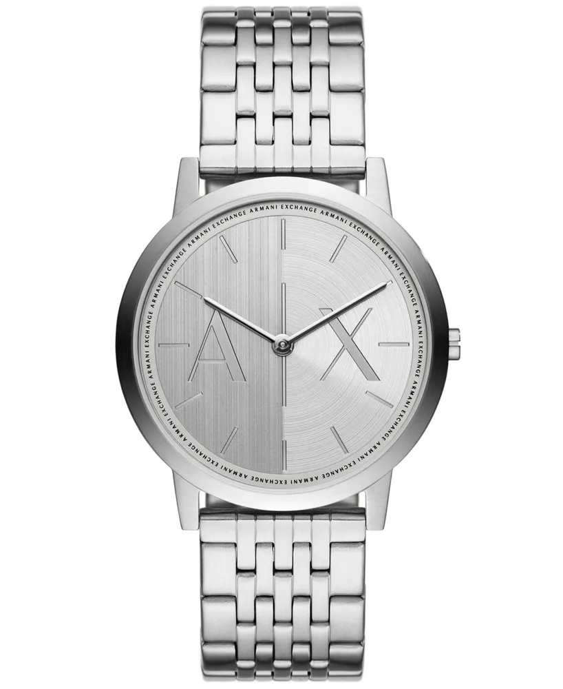 A|X Armani Exchange Men's Quartz Two Hand Silver-Tone Stainless Steel Watch 40mm