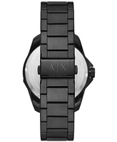 A|X Armani Exchange Men's Quartz Three Hand Date Black Stainless Steel Watch 44mm