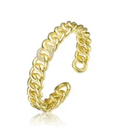 Rachel Glauber 14K Gold Plated Chain Cuff Bracelet