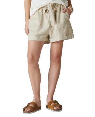 Lucky Brand Women's Striped Paperbag-Waist Shorts