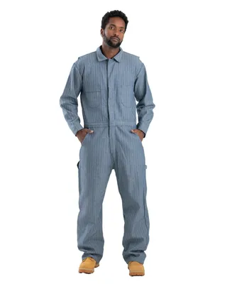 Berne Men's Short Heritage Fisher Stripe Unlined Coverall