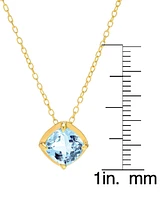 Blue Topaz Solitaire 18" Pendant Necklace (1-1/3 ct. t.w.) in 14k Gold-Plated Sterling Silver