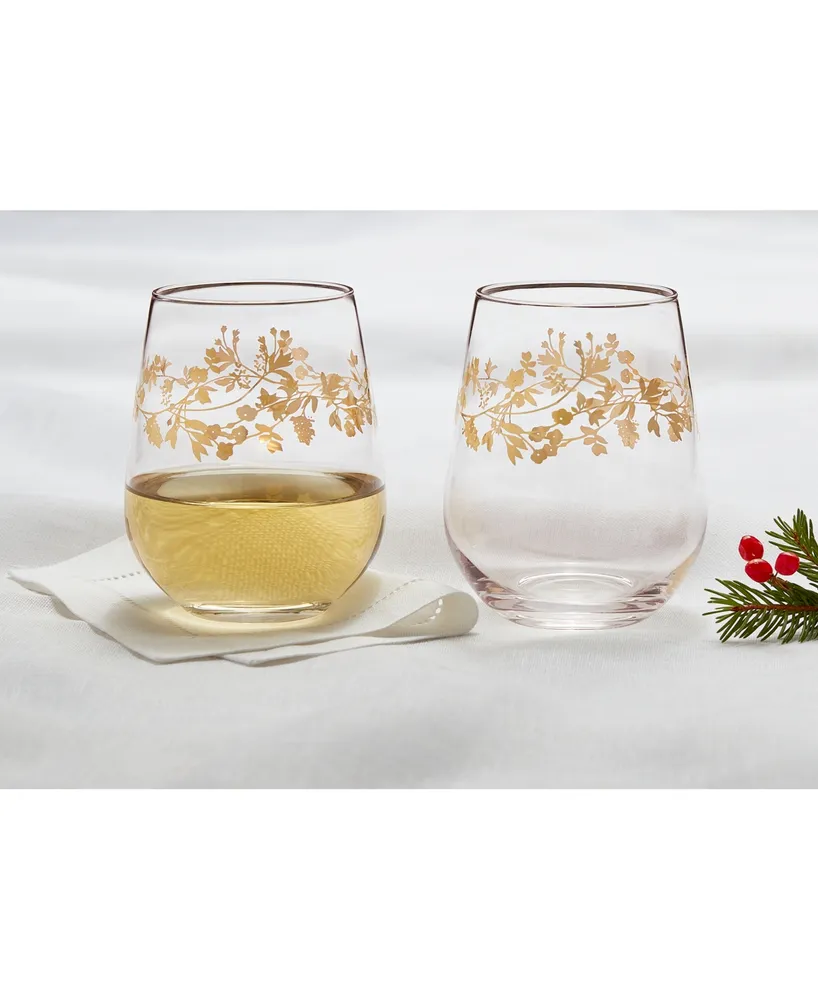 Charter Club Gilded Stemless Wine Glass, Set of 2, Created for Macy's