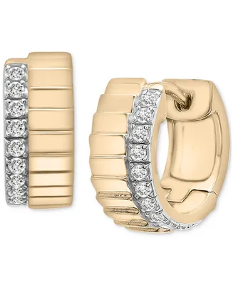 Audrey by Aurate Diamond Edge Small Huggie Hoop Earrings (1/6 ct. t.w.) in Gold Vermeil, Created for Macy's
