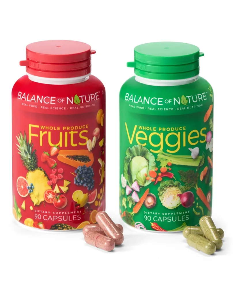 Balance of Nature Fruits & Veggies Supplements - Whole Fruit and Vegetable Ingredients for Women, Men