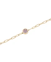 Amethyst Bezel Ankle Bracelet (1/5 ct. t.w.) in 14k Gold-Plated Sterling Silver