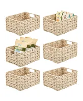 mDesign Woven Farmhouse Kitchen Pantry Storage Basket Box, Small - 6 Pack, Cream/Beige