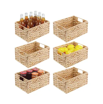 mDesign Woven Plastic Kitchen Pantry Storage Bin Basket - 6 Pack - Gray  Ombre