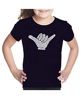 Big Girl's Word Art T-shirt - Top Worldwide Surfing Spots