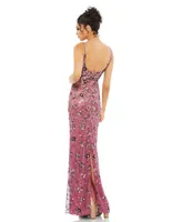 Mac Duggal Women's Floral Embellished Scoop Neck Evening Gown