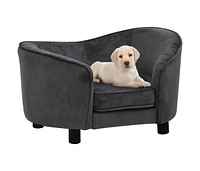 vidaXL Dog Sofa Dark Gray 27.2"x19.3"x15.7" Plush