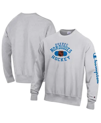 Men's Champion Heathered Gray Quebec Nordiques Reverse Weave Pullover Sweatshirt