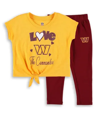 Toddler Girls Gold, Burgundy Washington Commanders Forever Love T-shirt and Leggings Set