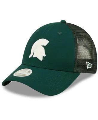 Women's New Era Green Michigan State Spartans 9FORTY Logo Spark Trucker Snapback Hat