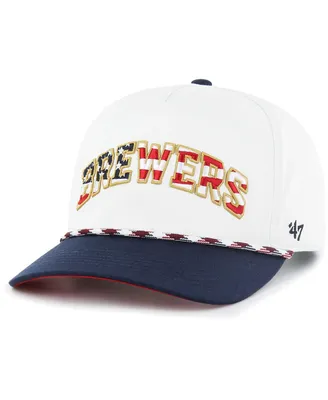 Men's '47 Brand White Milwaukee Brewers Flag Script Hitch Snapback Hat