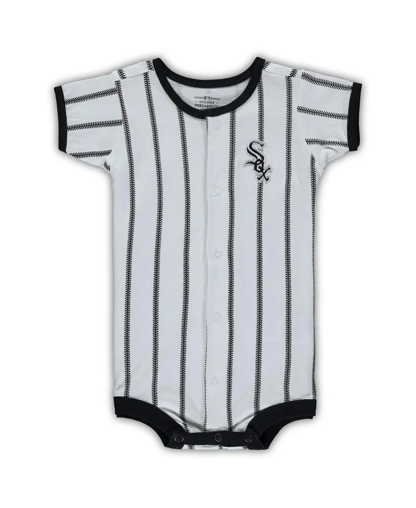 Infant Boys and Girls White Chicago Sox Pinstripe Power Hitter Coverall
