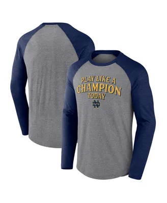 Men's Fanatics Heather Gray Notre Dame Fighting Irish Play Like A Champion Today Tri-Blend Raglan Long Sleeve T-shirt