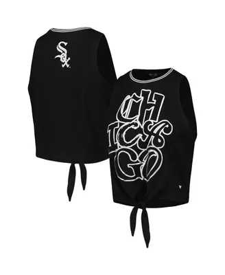 Women's The Wild Collective Black Chicago White Sox Twisted Tie Front Tank Top