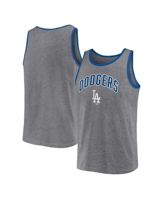 Men's Fanatics Heather Gray Los Angeles Dodgers Primary Tank Top