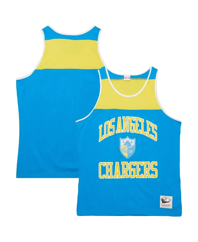 Men's Mitchell & Ness Powder Blue, Gold Los Angeles Chargers Gridiron Classics Heritage Colorblock Tank Top