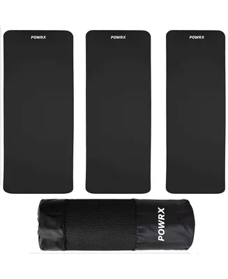 Powrx Yoga Mat Thick | Exercise Mat 1/2" - 3 Widths with Carrying Strap and Bag | Non