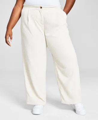 And Now This Trendy Plus Size Pleated-Waist Corduroy Pants