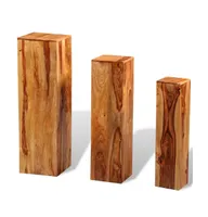 vidaXL 3 Piece Plant Stands Solid Sheesham Wood Brown