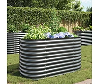 vidaXL Garden Raised Bed 63"x31.5"x31.9" Galvanized Steel Gray