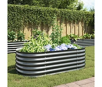 vidaXL Garden Raised Bed 63"x31.5"x17.3" Galvanized Steel Gray