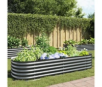 vidaXL Garden Raised Bed 94.5"x31.5"x17.3" Galvanized Steel Gray