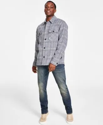 Now This Mens Plaid Shirt Jacket Regular Fit Speckled Pocket T Shirt Hutchinson Slim Fit Stretch Jeans Created For Macys