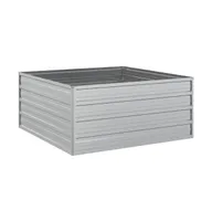 vidaXL Garden Raised Bed 39.4"x39.4"x17.7" Galvanized Steel Silver