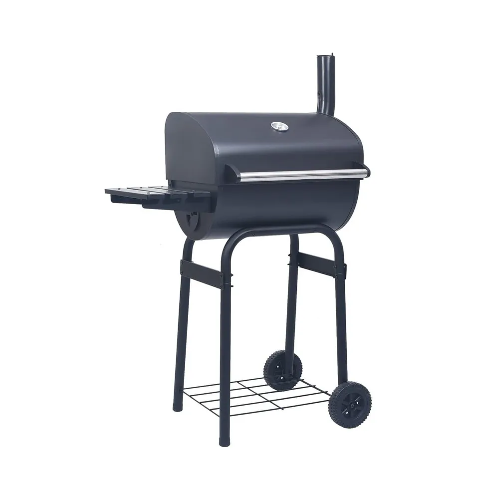 vidaXL Charcoal Bbq Grill Smoker with Bottom Shelf Black