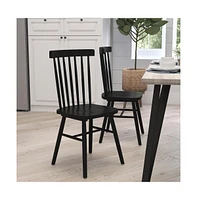 Torrin Set Of Two Premium Solid Wood Spindle Back Dining Chairs With Saddle Seats And Floor Protectant Felt Pads