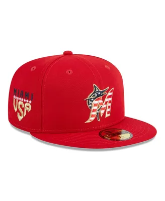 Men's New Era Red Miami Marlins 2023 Fourth of July 59FIFTY Fitted Hat