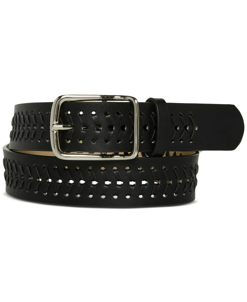 Steve Madden Women's Whipstitch Faux-Leather Belt