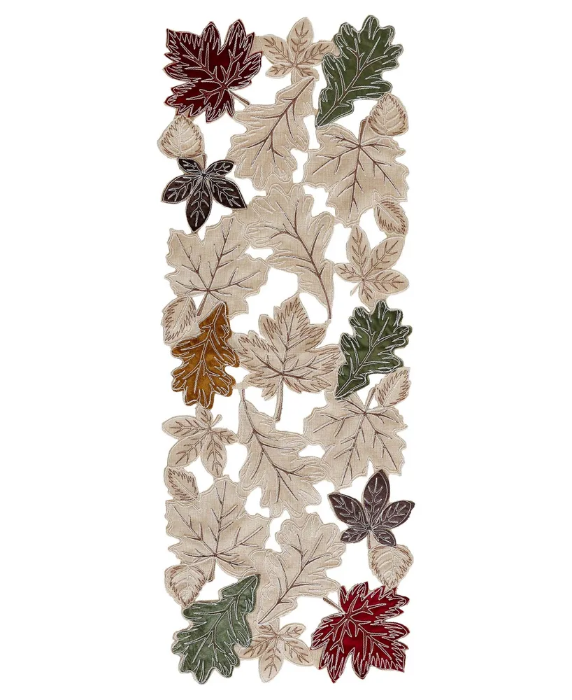Elrene Happy Fall Leaves Cutwork Allover Fabric Centerpiece