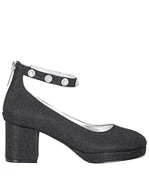 Nina Big Girls Camilla Rhinestone Embellish Ankle Strap Dress Pump
