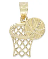 Basketball and Hoop Charm in 14k Gold