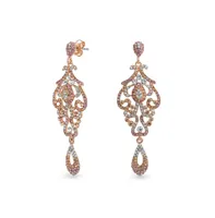 Bling Jewelry Pink Crystal Lace Chandelier Statement Prom Pageant Dangle Earrings For Women Rose Gold Plated Alloy