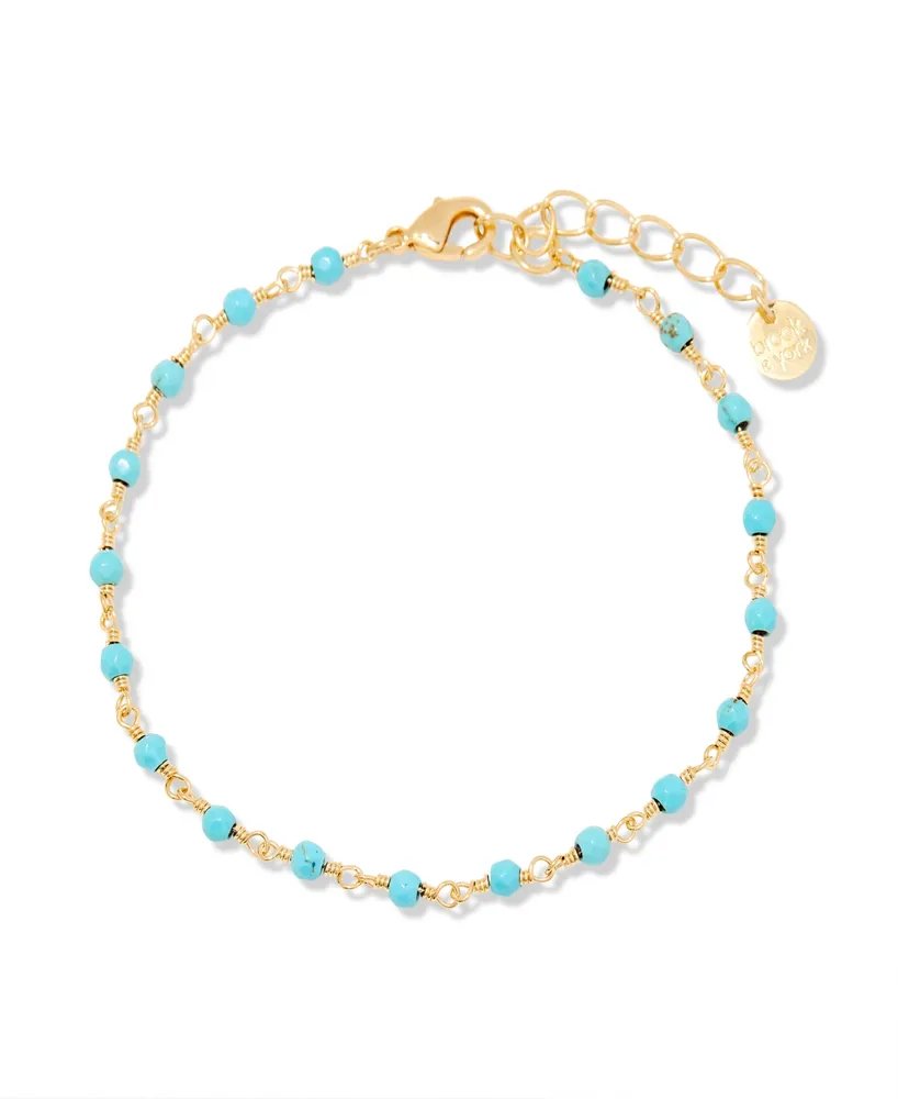 brook & york "14k Gold" Key Turquoise Bead Bracelet