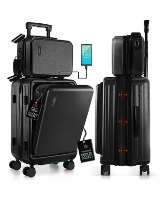 TravelArim 20" Hard Shell Lightweight Carry On Luggage Airline Approved with Smart Organization and Attachable Cosmetic Case