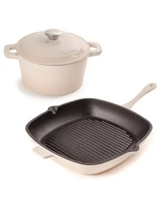 BergHOFF Neo Enameled Cast Iron 3 Piece Covered Dutch Oven and Grill Pan Set