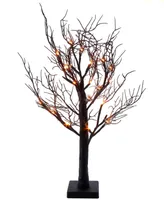 Kurt Adler 2' Battery-Operated Orange Led Black Glitter Table Piece Tree