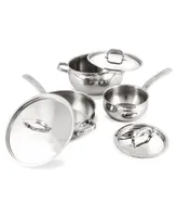 BergHOFF Belly Shape 6pc 18/10 Stainless Steel Cookware Set with Ss Lids