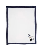 Lambs & Ivy Jungle Party White/Navy Monkey Soft Fleece Baby Blanket