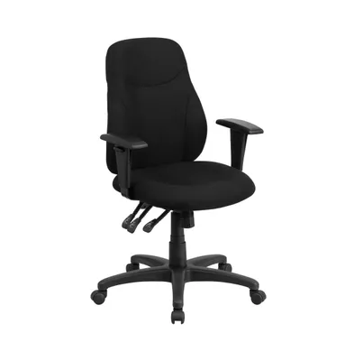 Emma+Oliver Mid-Back Fabric Multifunction Swivel Ergonomic Task Office Chair With 1.5" Back Adjustment And Adjustable Arms