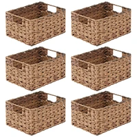 mDesign Woven Farmhouse Pantry Food Storage Bin Basket Box, Small - 6 Pack - Brown Ombre