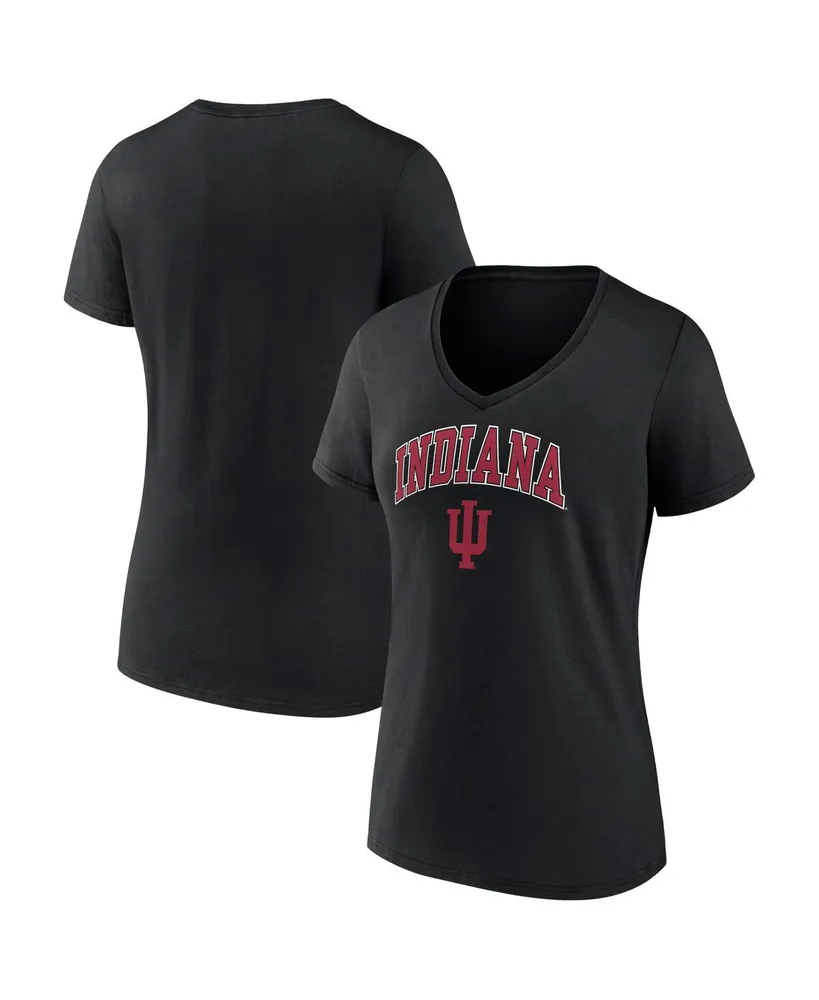 Women's Fanatics Black Indiana Hoosiers Evergreen Campus V-Neck T-shirt